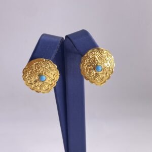 حلق القردانة ذهب عيار21k فص فيروزي