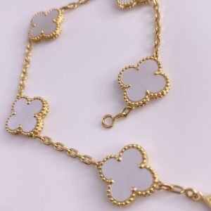 أسوارة الوردات الصدف الأبيض ذهب ايطالي18k✨