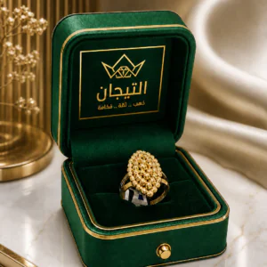 خاتم دوريكاء لازوردي عيار ٢١ وزن 3.39 جرام